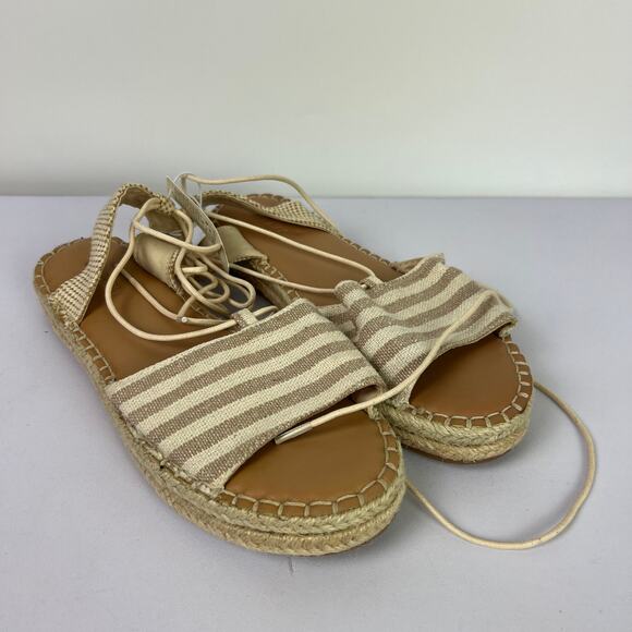 Old Navy Women's Size 8 Lace Up Espadrille Boho Summer Beach Sandals Beige NWT - Picture 1 of 13